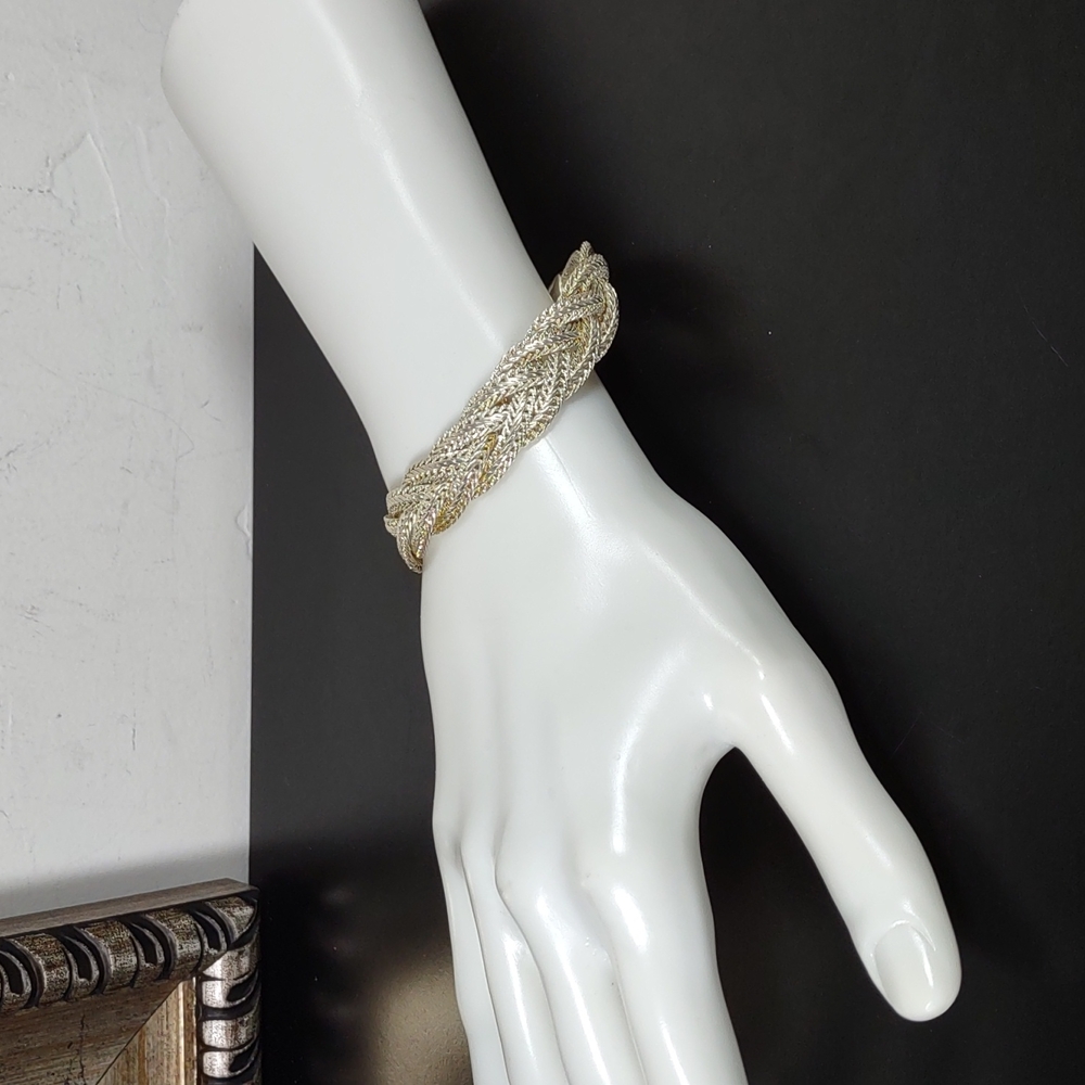 Vintage Flat Woven Silver Bracelet